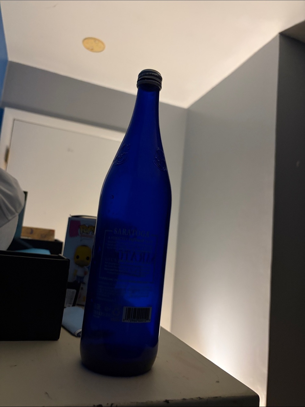Blue Glass Water Bottle - Elegant Home Dining Bottle